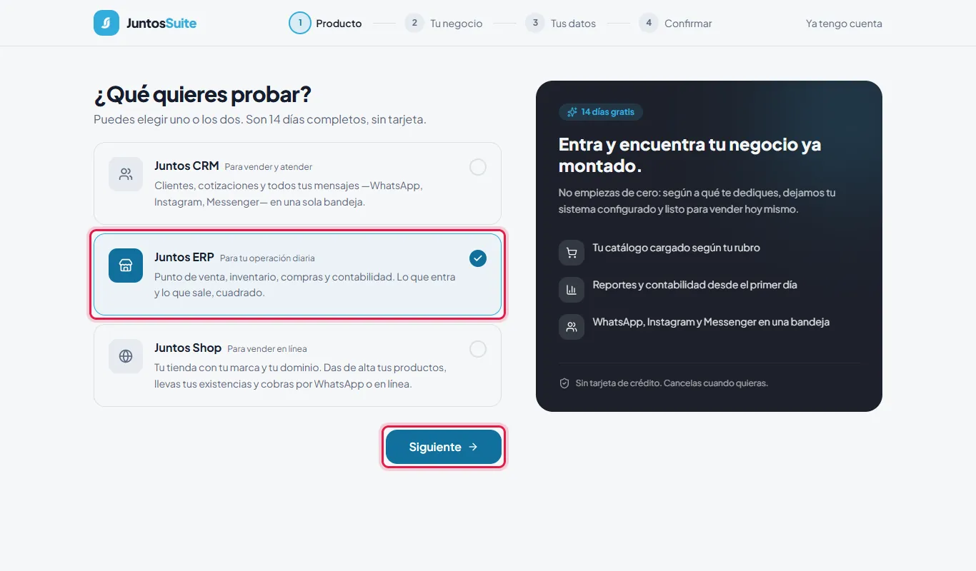 Juntos ERP elegido.
