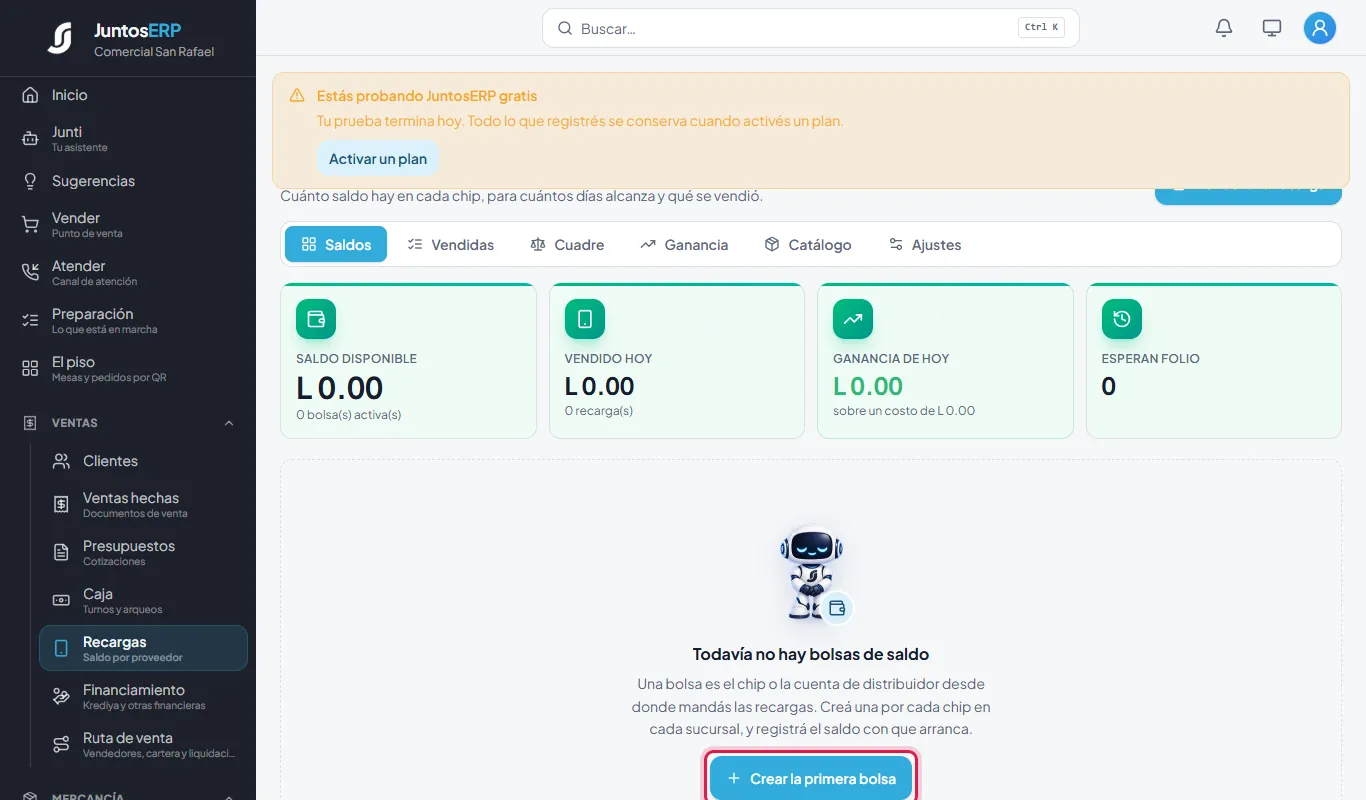 Recargas, todavía sin bolsas.