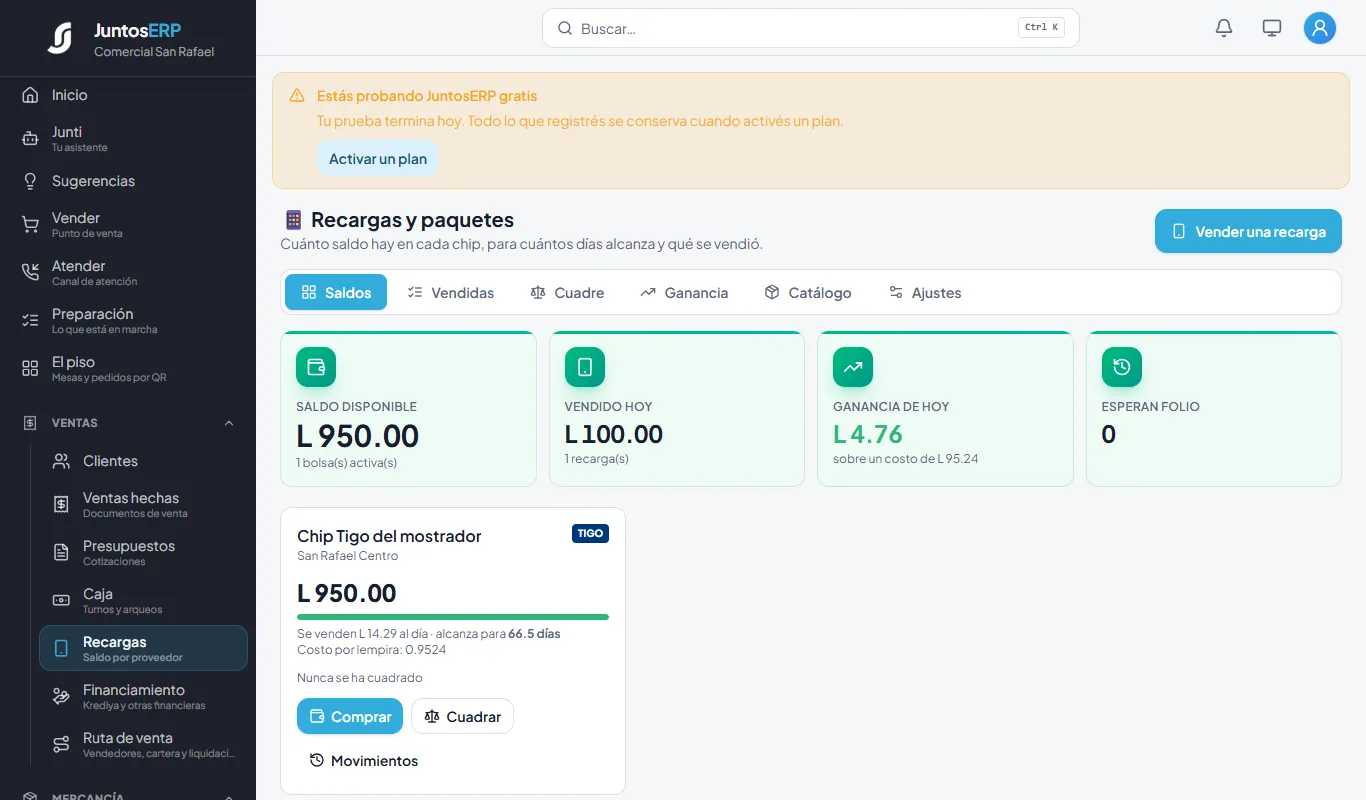 L 100.00 vendidos, L 4.76 de ganancia.
