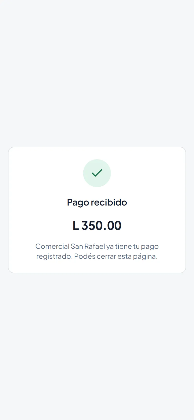 Pago recibido.