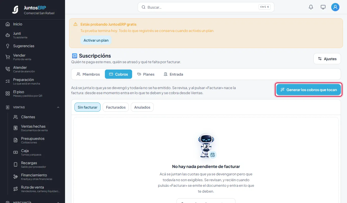 Generar las cuotas del periodo.