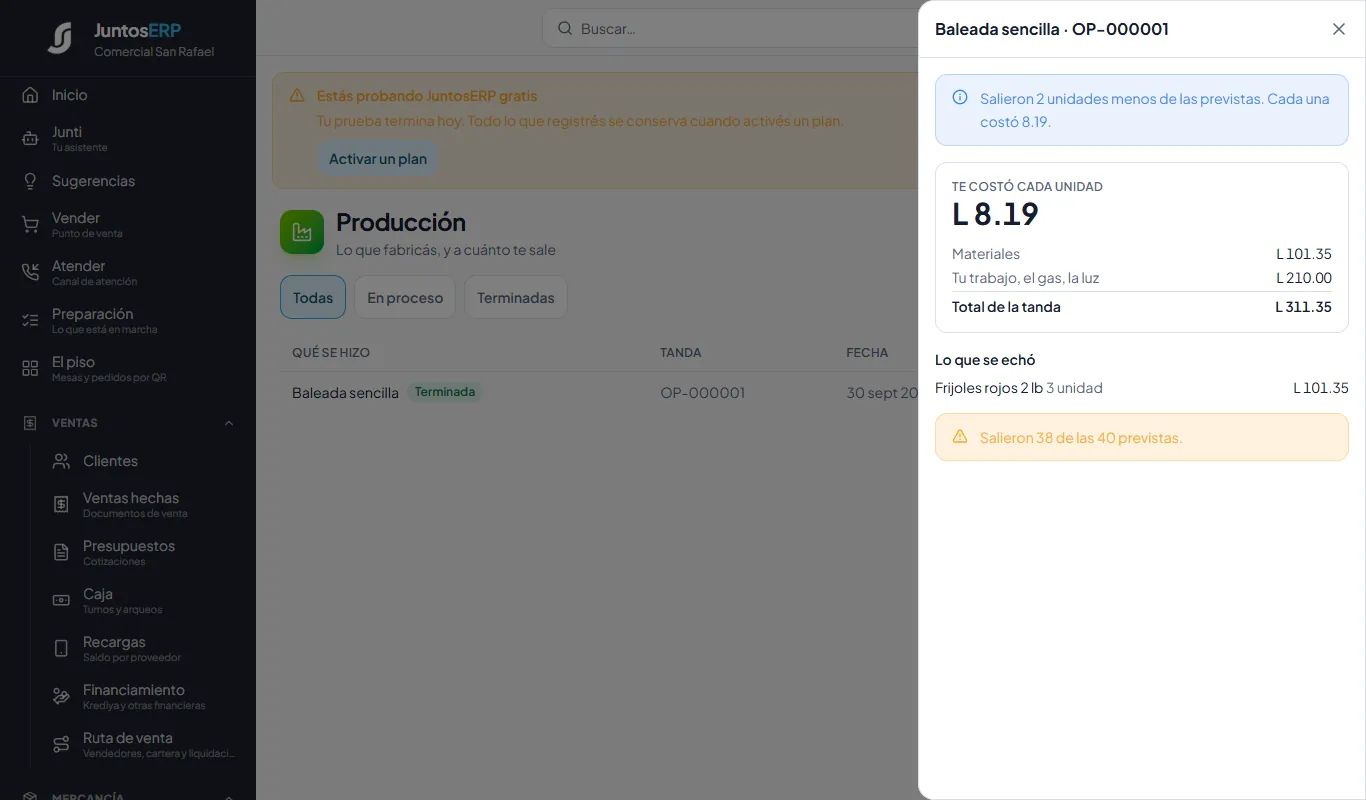 Cada baleada costó L 8.19.