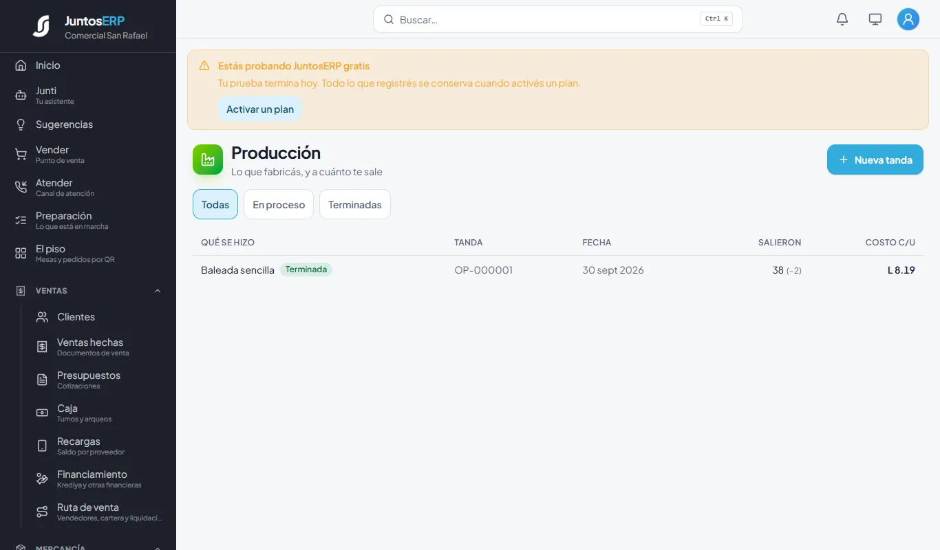 La tanda terminada.