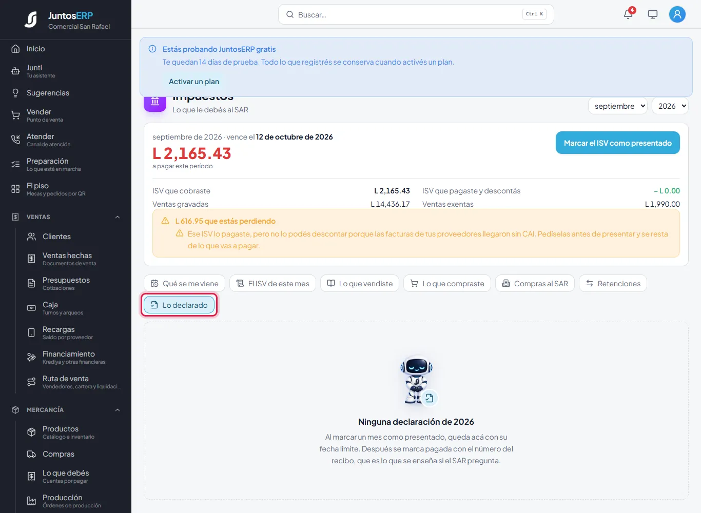 Ninguna declaración de 2026 marcada todavía.