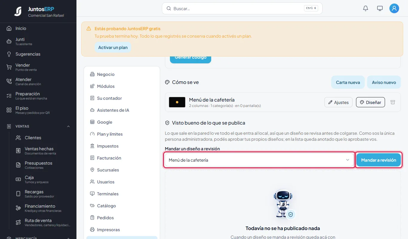 Mandar la carta a revisión.