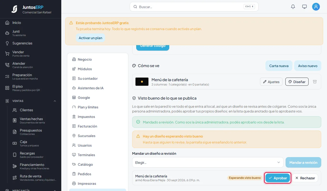 Aprobar la publicación.