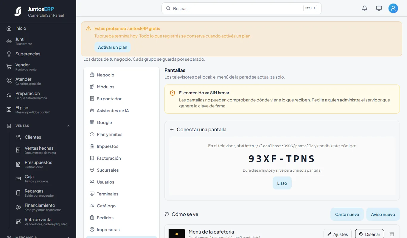 El código para el televisor.