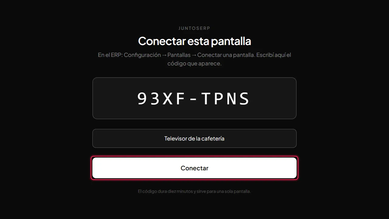 El televisor, pidiendo el código.