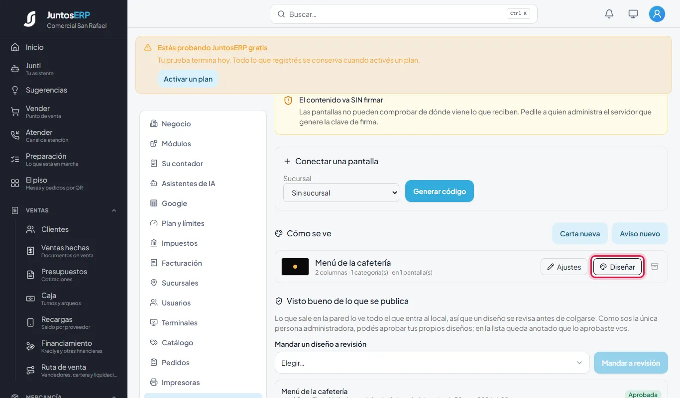 Abrir el diseño en el Estudio.