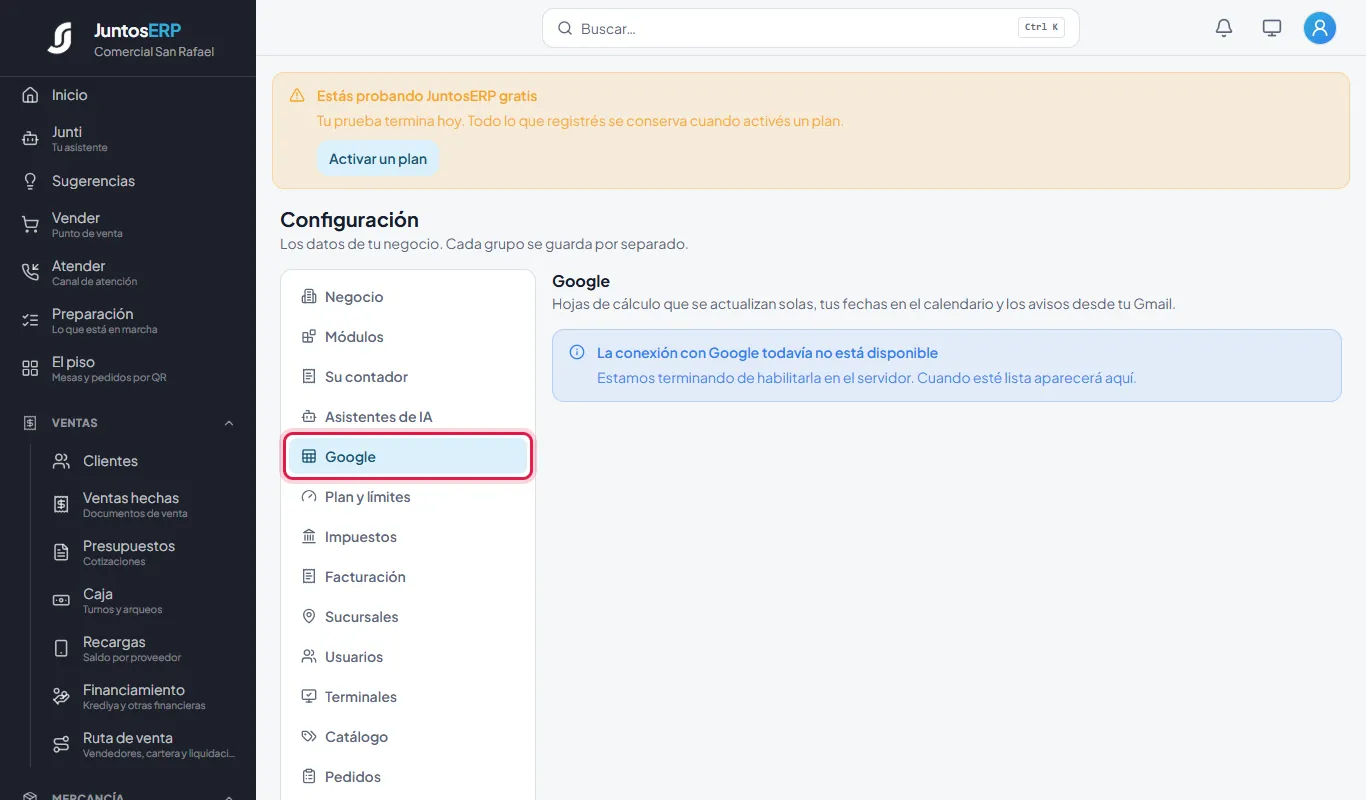 La conexión con Google.