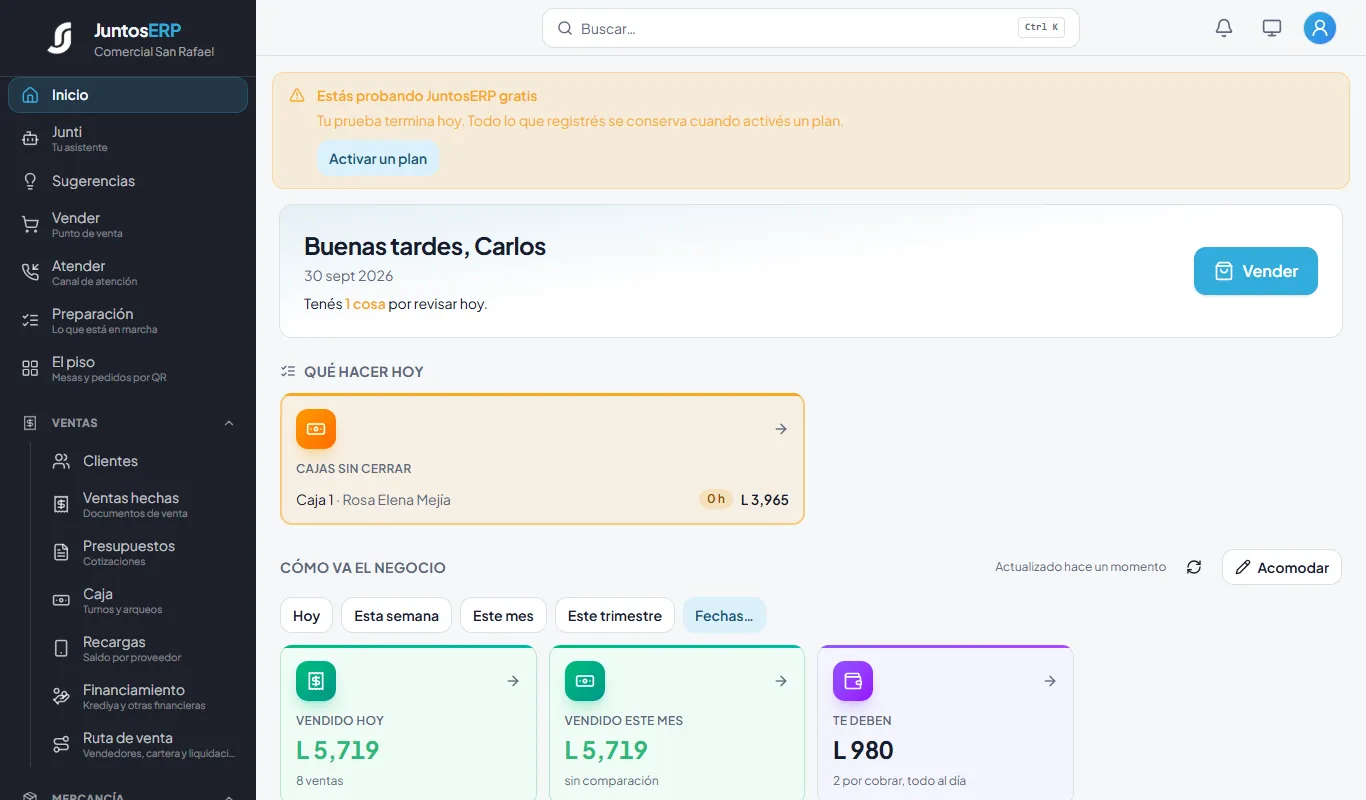 Carlos dentro, listo para vender.