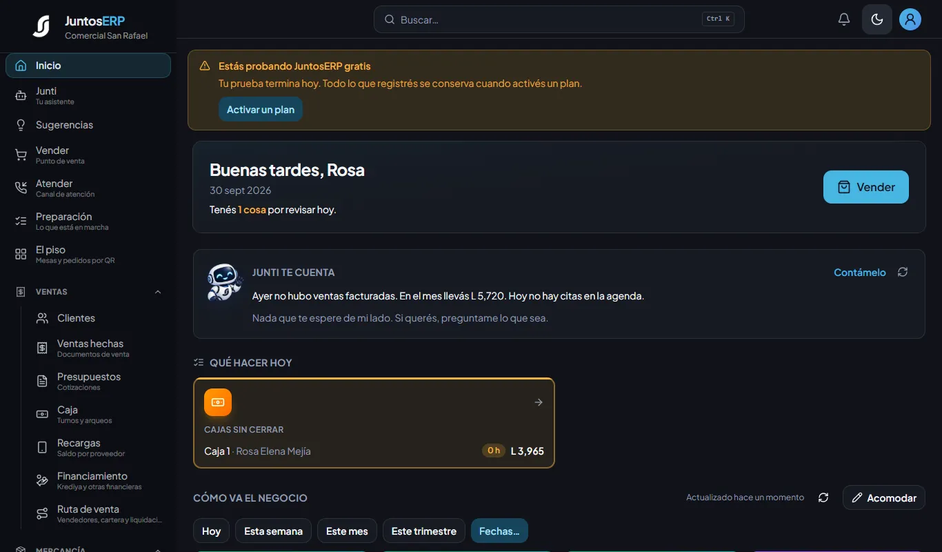 Modo oscuro.