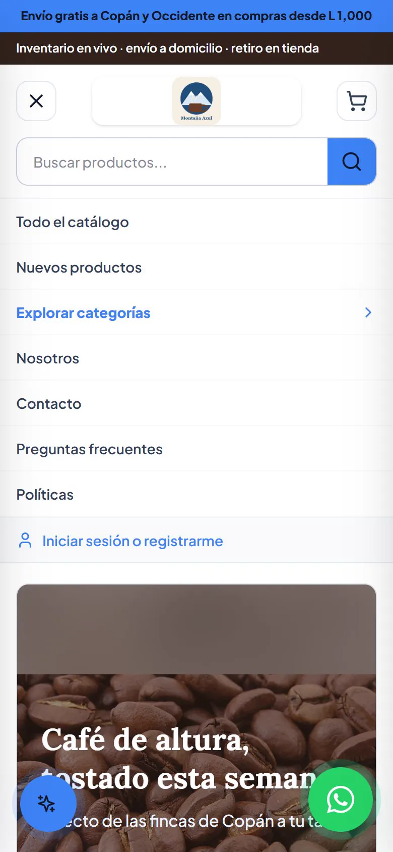 El menú del celular.