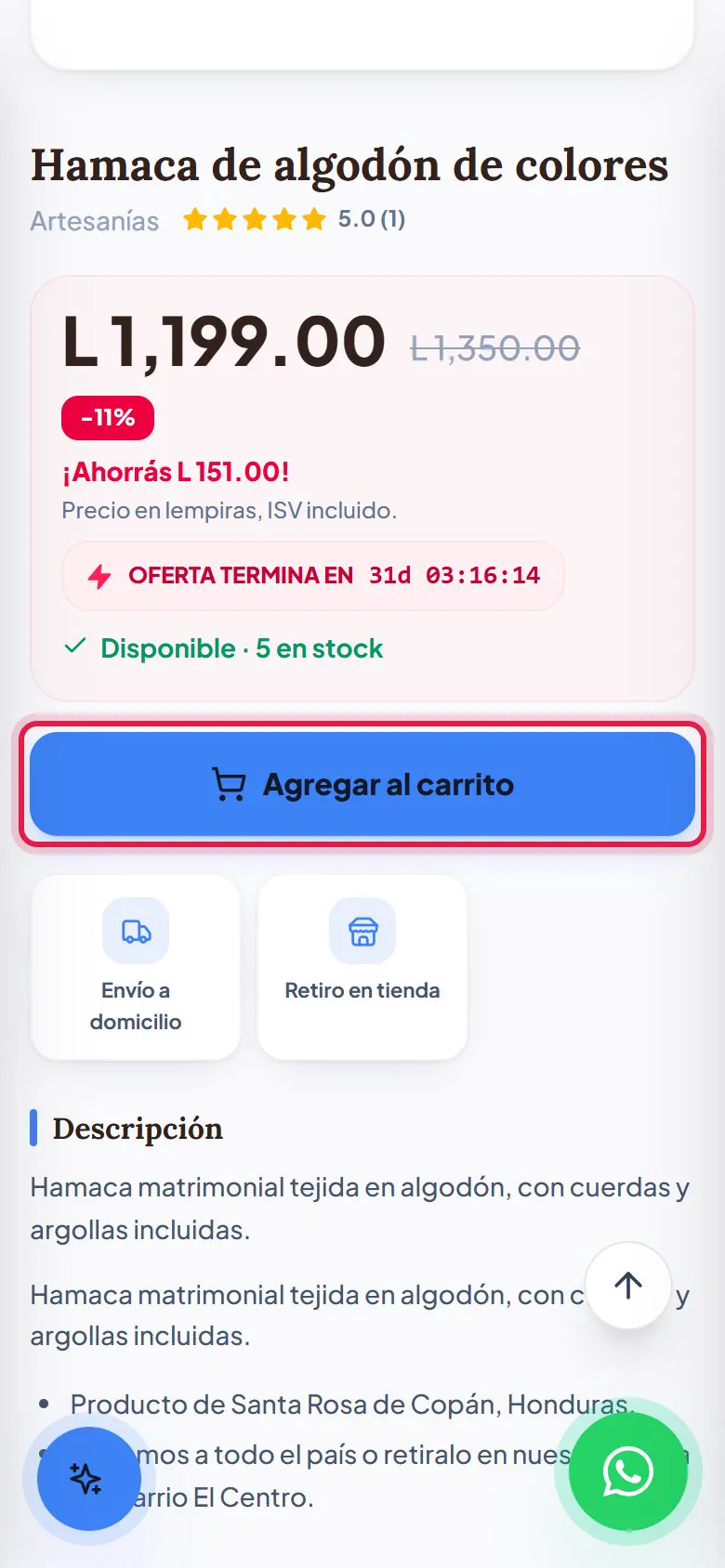 Agregar al carrito.